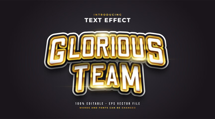Glorious E-sport Text Style Effect in White and Gold. Editable Text Style Effect