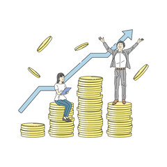 女性、男性、ビジネス、成功、上昇、お金、儲かる