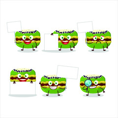 Kiwi macaron cartoon character bring information board. Vector illustration