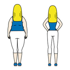 ダイエット　ビフォアアフター　女性　背中