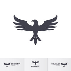 Single Flat Icon of an Abstract Eagle for Logo Identity. Falcon Bird Mascot Concept for Brand and Logotype Company on White