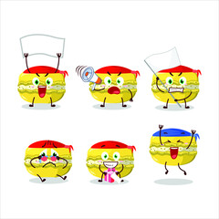 Mascot design style of mango macaron character as an attractive supporter. Vector illustration