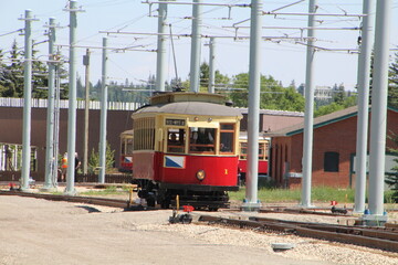 Fototapeta na wymiar Streetcars, Fort Edmonton Park, Edmonton, Alberta