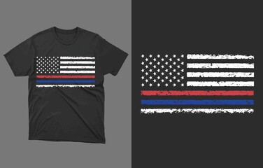 Back the Blue T-Shirt Vector Design, Thin Blue Line Police Officer American Flag T-Shirt, Back the Blue Thin Blue Line Police Officer American Flag - Men's Standard or Premium Short Sleeve T-Shirt
