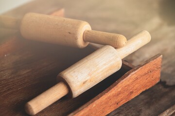 rolling pin and corkscrew in kitchen