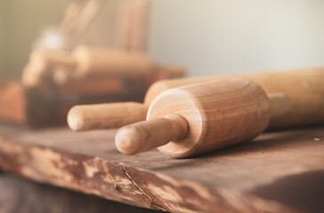 rolling pin and corkscrew in kitchen