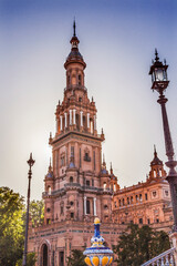 Fototapeta premium Tower Lamp, Plaza de Espana Square Seville Spain