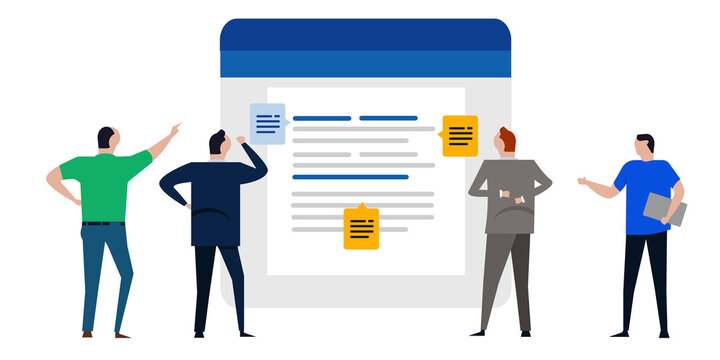 copywriter editor working together correcting commenting proofread letter document using online text writer edit together