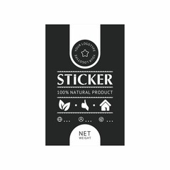 Black and white vector sticker. Packaging label template. Food packaging.