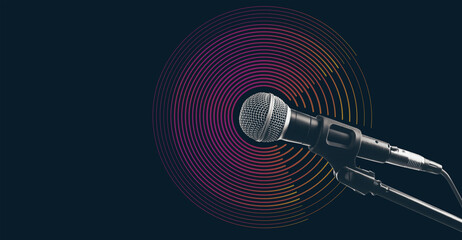 Stand with microphone on dark background