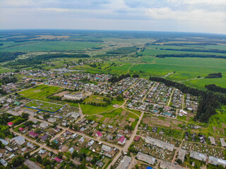 Aerial view of the village (Kumeny, Kirov region, Russia)
