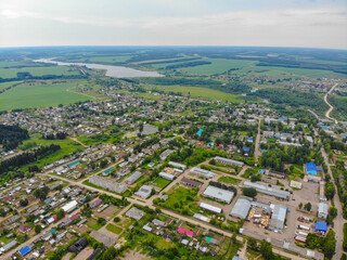 Fototapeta na wymiar Aerial view of the village (Kumeny, Kirov region, Russia)