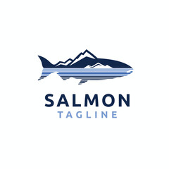 Salmon logo with lake concept