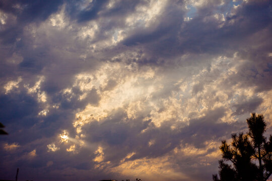 Sunset cloudy blue sky