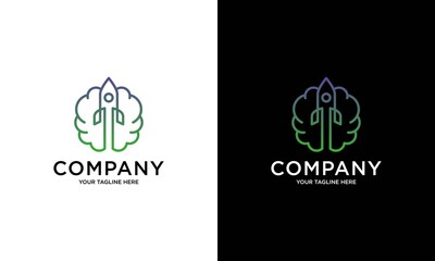 Launch Idea logo designs concept, Fast Brain logo template, Brain Icon. Rocket Brain Logo with Thinking Ideas Concept Vector Design