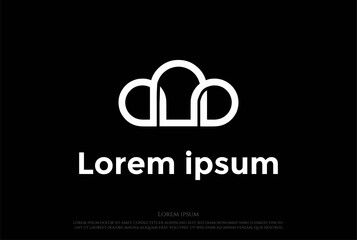 Simple Cloud Line Outline for Storage Technology Logo Design Vector