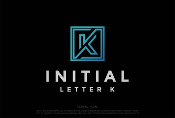 Simple Minimalist Square Initial Letter K Logo Design Vector