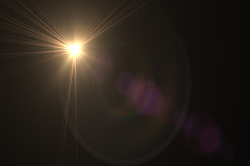 Natural, Sun flare on the black background

