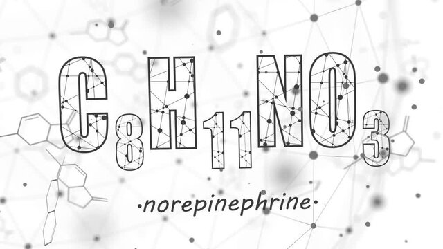 Formula hormone noradrenaline. Concept of medicine and pharmacy
