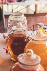 Dispenser for drinks, lemonade with juice 