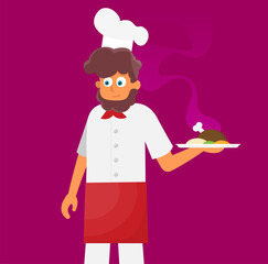 Vector illustration of chef. Flat design