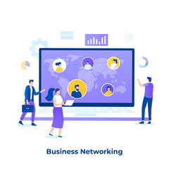 Flat illustration of business networking concept. Illustration for websites, landing pages, mobile applications, posters and banners.