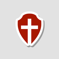 Shield icon with christian cross symbol isolated