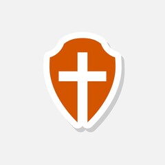 Shield icon with christian cross symbol isolated