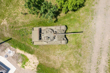 tank, military equipment, top view, drone footage © vadim_fl