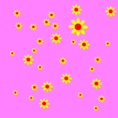 Vector illustration of Yellow flower on pink background