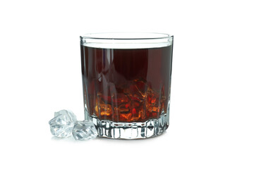 Glass of ice coffee isolated on white background