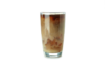Glass of ice coffee isolated on white background