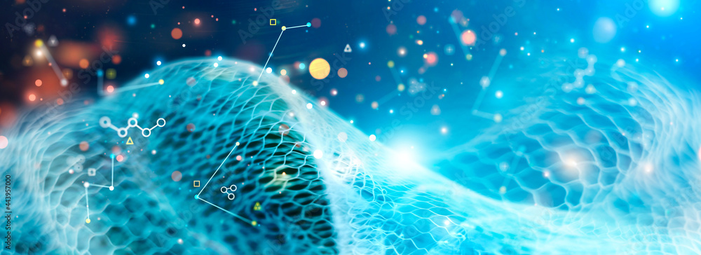 Aufkleber Data and technology in network and internet connections in cloud computing, Visualization, Abstract futuristic, Digital science and cyber technologies.