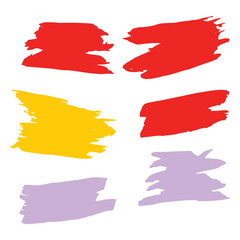 Yellow Watercolor Isolated. Red Brushstroke Graffiti. Brushes Collection. Ink Design. Paintbrush Scratch. Paint Creative. Texture Acrylic. Set Frame. Grungy Japanese.