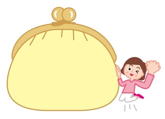 会計を管理する若い女性のイラスト、コピースペース