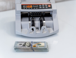 Bank equipment for count money. Cash counting machine.