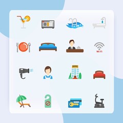 Hotel Flat Icon Set vector design illustration