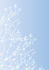 Isolated vector realistic flower, herb, plant or twig on pastel colored iridescent background. Minimalist poster  concept with delicate silhouettes of organic shapes. Modern abstract botanical artwork