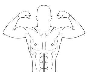 Contour of an abstract male athlete showing off his muscles. Vector illustration