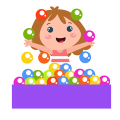 Little girls play. Children's activities.vector template design illustration