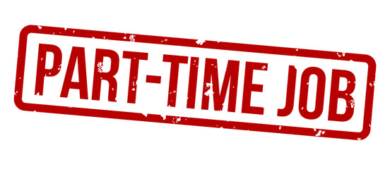 part-time job square grunge red stamp badge