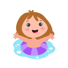 Obraz premium Little girl character playing activity vector template design illustration