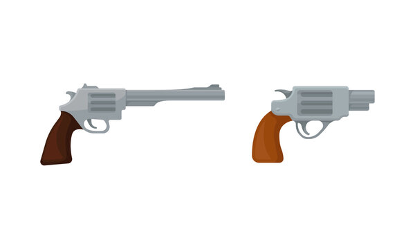 Handguns or Pistol Models with Firing Trigger for Hunting Vector Set