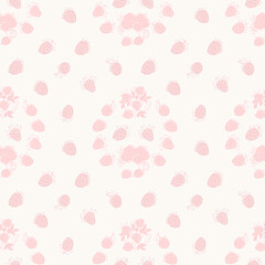 A pattern from graphic illustrations of raspberries and strawberries on a gentle background. Ideal for textile designs, prints, packaging designs