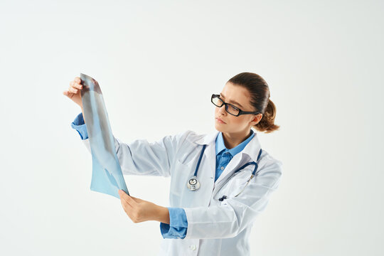 female doctor diagnosis hospital laboratory white coat examination