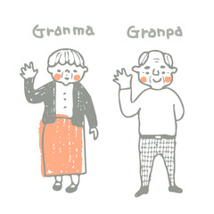 手を振るおじいちゃんとおばあちゃん
