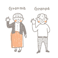 手を振るおじいちゃんとおばあちゃん
