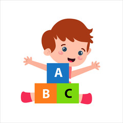 Little boys play. Children's activities.vector template design illustration
