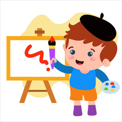 Little boy character playing activity vector template design illustration