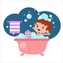 Little boy character playing activity vector template design illustration